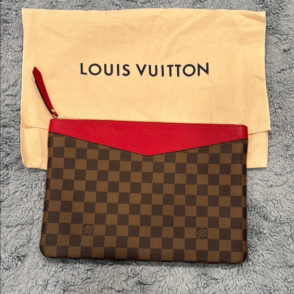 Louis Vuitton Daily Pouch - Damier Ebene & Red (DISCONTINUED ITEM)
